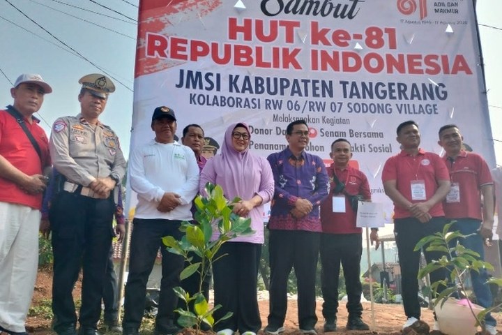 Featured image of post JMSI Kabupaten Tangerang Rayakan HUT ke-81 RI di Sodong Village: Baksos, Donor Darah, hingga Tanam 200 Pohon